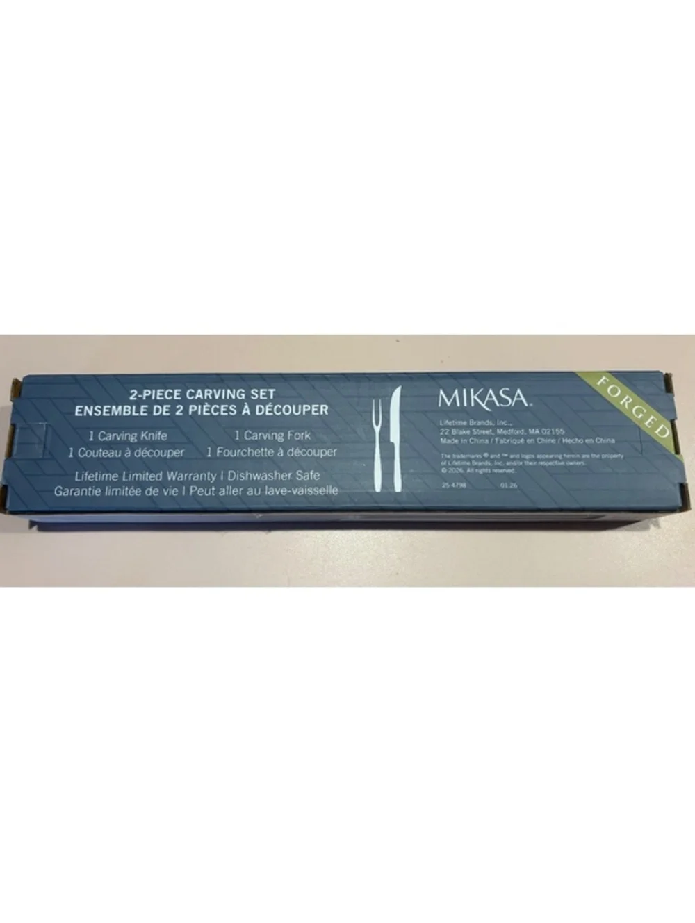 Mikasa Delano 2-Piece Forged Carving Knife & Fork Set 18/0 Stainless Steel